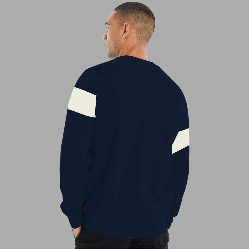 Cut & Sew "Brooklyn" Printed Panel Sweat Shirt - Navy